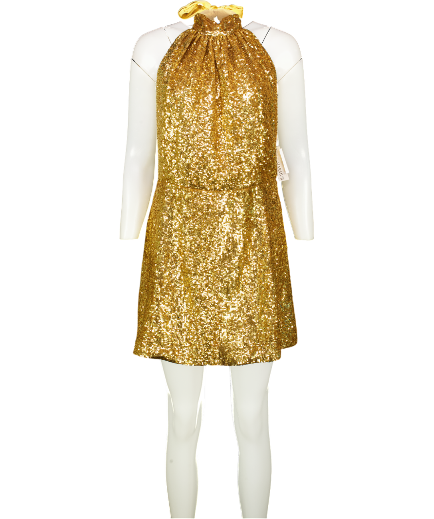 HARMUR Metallic 100% Silk Party Mini Gold Sequins UK M