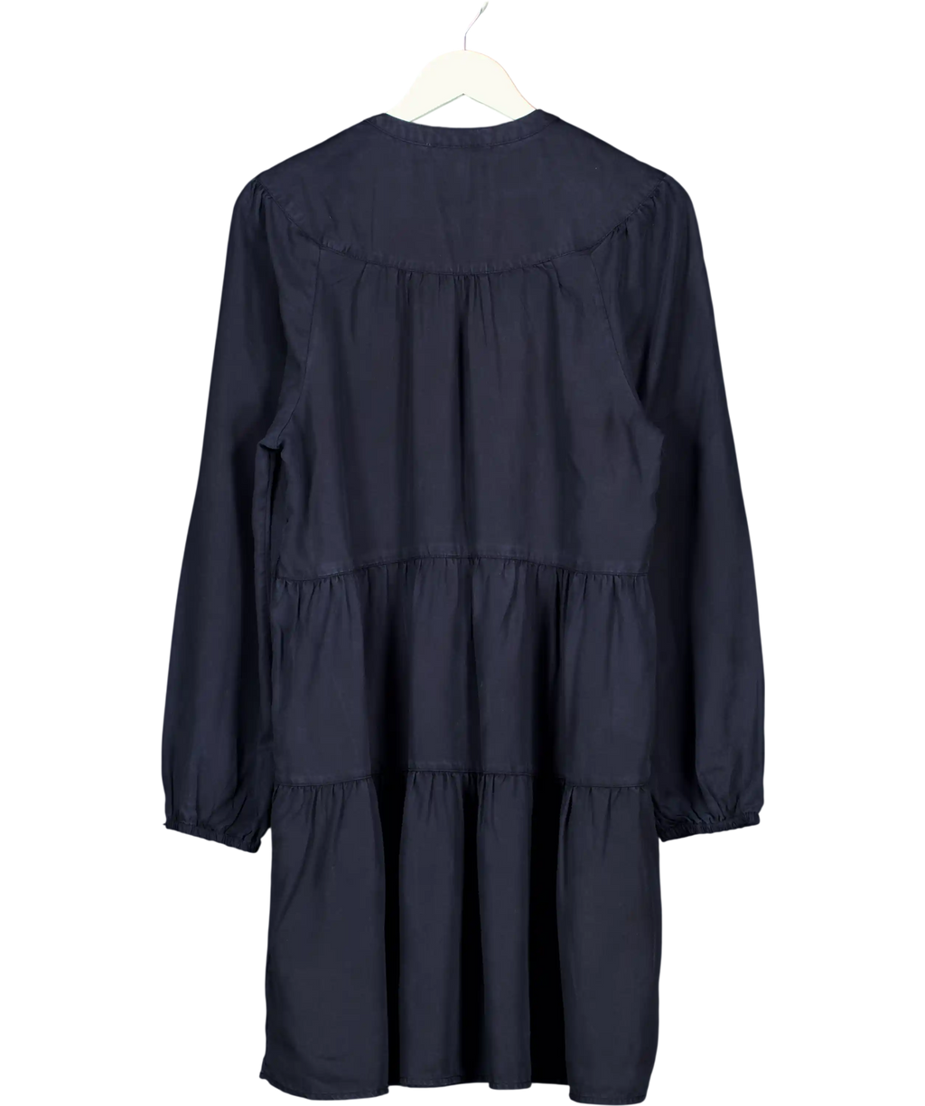 M&S Blue Pure Lyocel Tie Neck Mini Tiered Dress UK 14