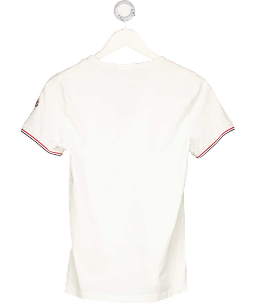 MONCLER White Tri-colour Trim Slim Fit T-shirt UK XS