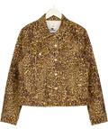 7 FOR ALL MANKIND Brown Leopard Classic Trucker Denim Jacket UK L