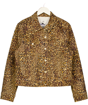 7 FOR ALL MANKIND Brown Leopard Classic Trucker Denim Jacket UK L
