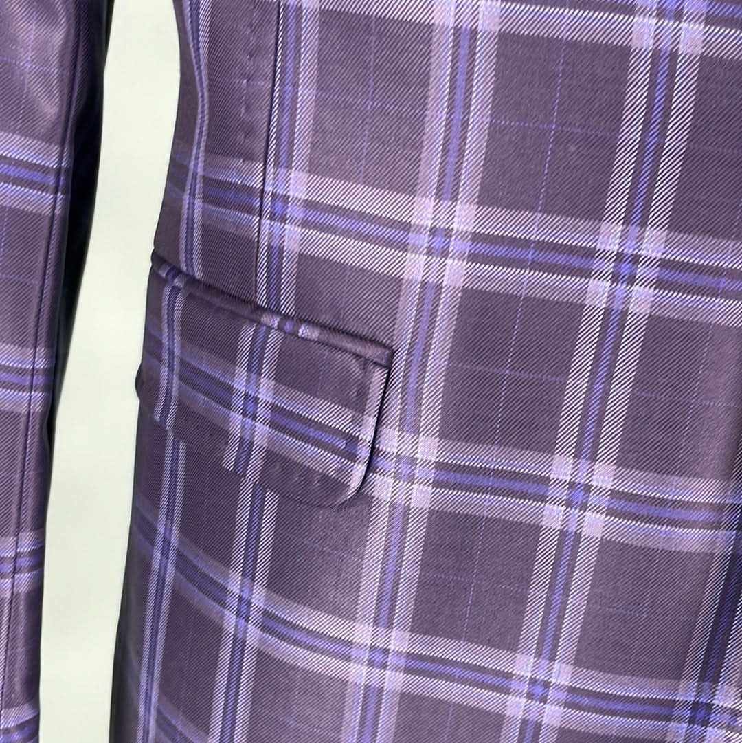 William Hunt Two Piece Wool Suit In Blue Tartan W38