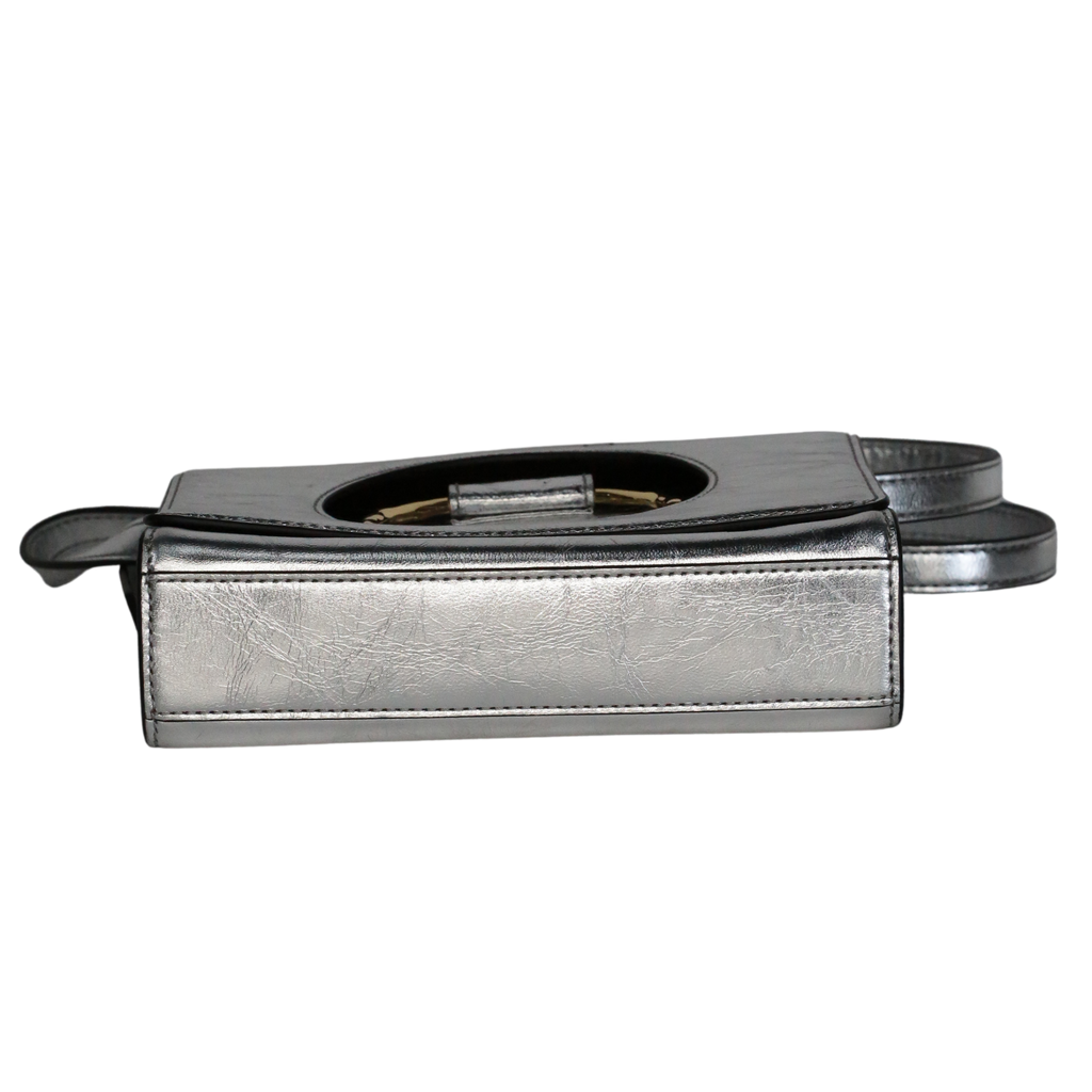 Alexis Bittar Metallic The Hunter Convertible Crossbody Bag- Silver