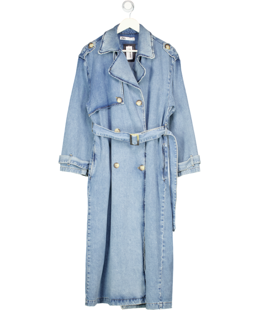 ZARA Blue Denim Trench Coat UK M