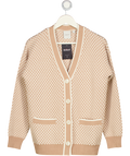 VARLEY Light Taupe Beige Tarran Stitch Knit Cardigan UK XS