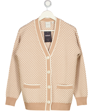 VARLEY Light Taupe Beige Tarran Stitch Knit Cardigan UK XS