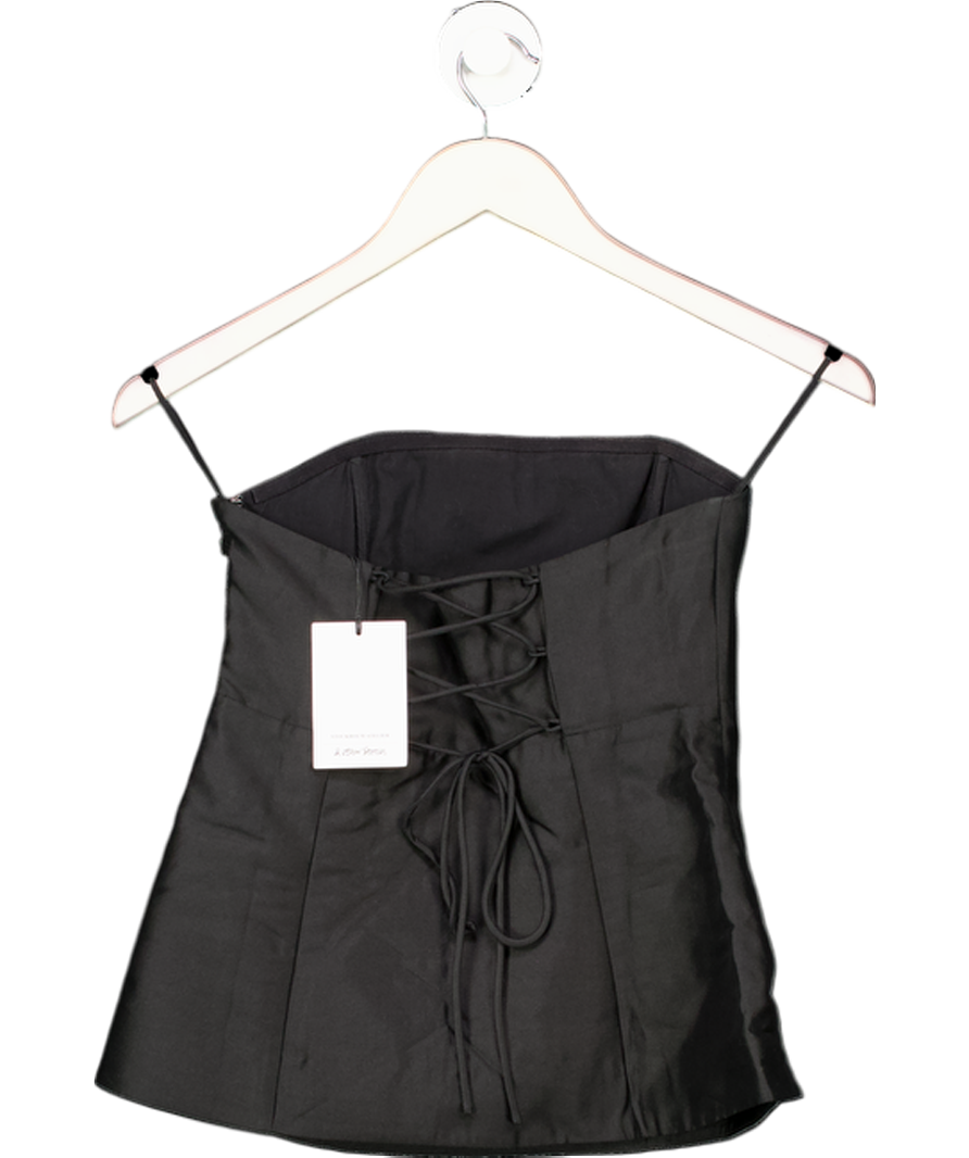 & Other Stories Black Fitted Mulberry Silk Tube Top UK 4