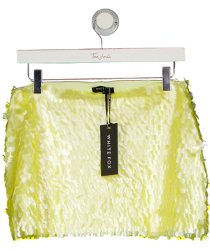 White Fox Yellow Look Within Sequin Mini Skirt Lemon UK S