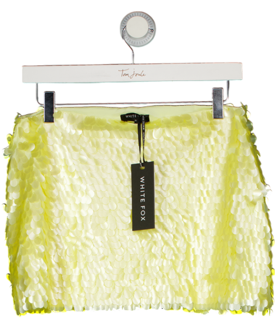White Fox Yellow Look Within Sequin Mini Skirt Lemon UK S