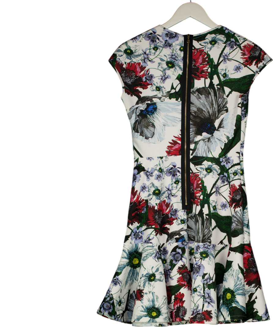 Erdem White Floral Darlina Yuki Garden Neoprene Jersey Dress  UK 10