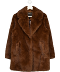 RIVER ISLAND Chocolate Brown Mid-length Faux Fur Coat UK S