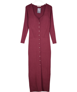 Abercrombie & Fitch Red Long-sleeve Button-through Maxi Sweater Dress UK XL