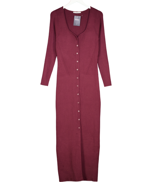 Abercrombie & Fitch Red Long-sleeve Button-through Maxi Sweater Dress UK XL