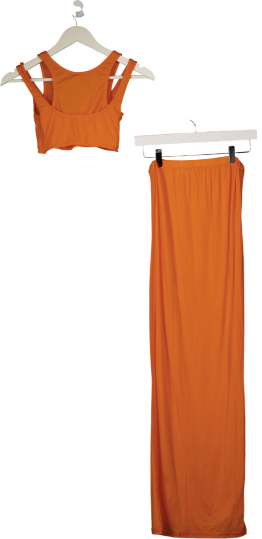Bayse Orange Double Layered Bralet And Maxi Skirt Set UK S