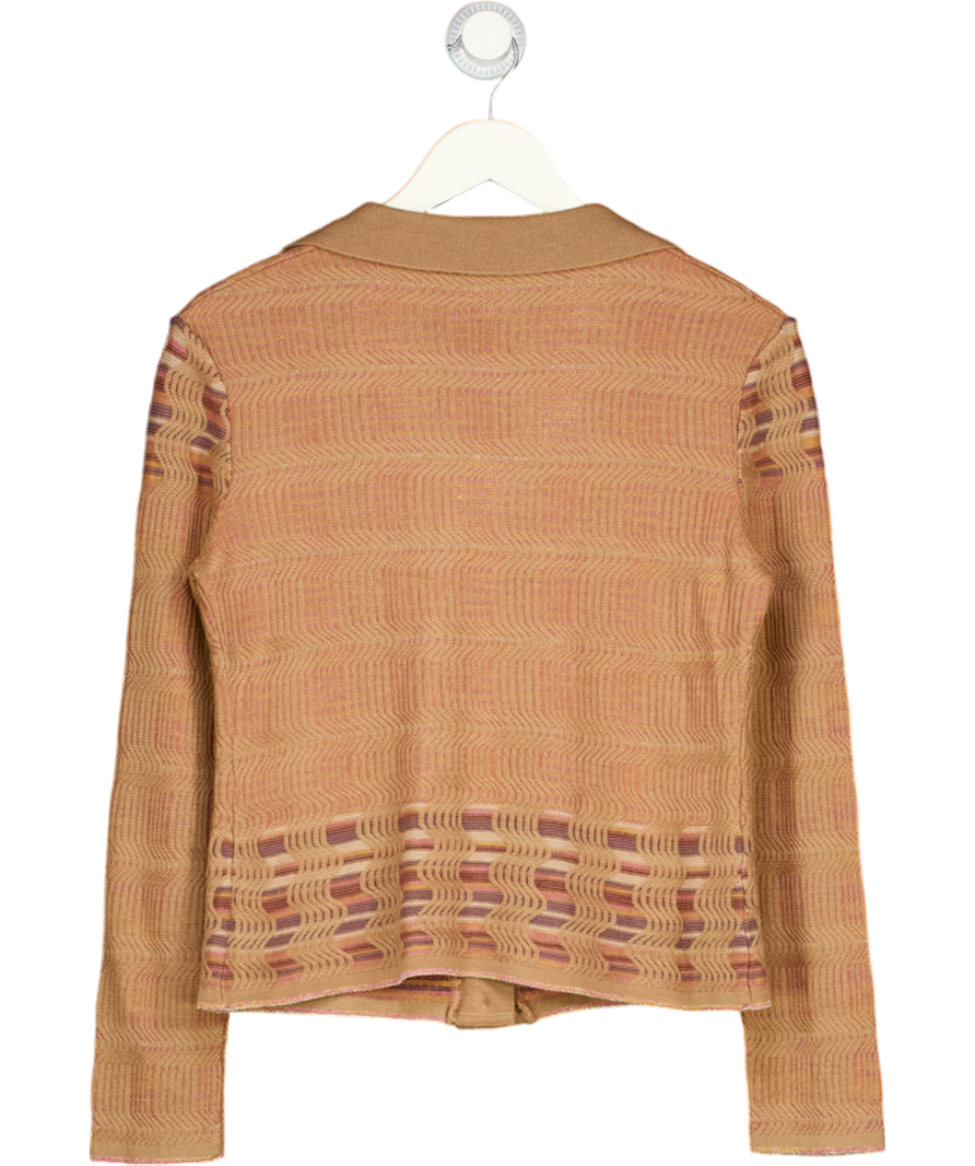Missoni Brown V-neck Knit Textured Cardigan UK 10