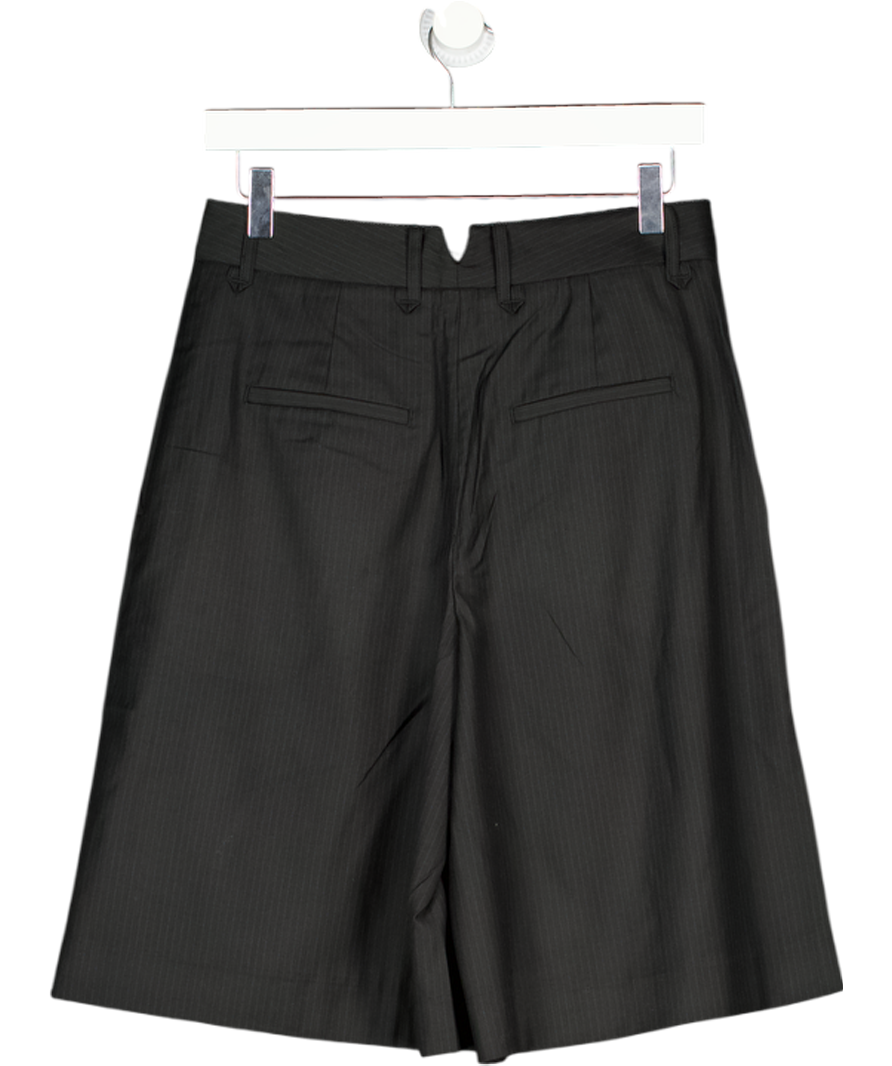 HENNE Black With Blue Pinstripe Pleated Tailored Zira Shorts UK 8