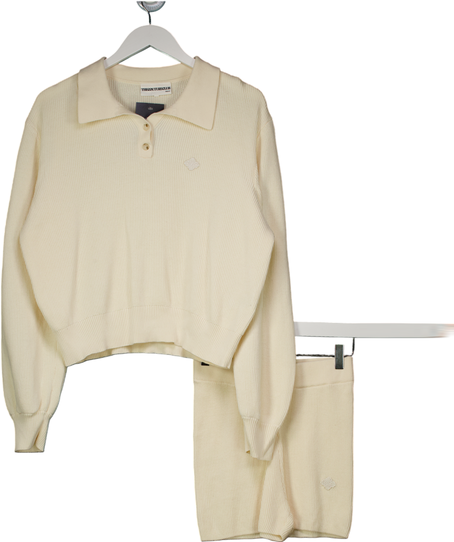 The Couture Club Cream Knitted Button Through Polo And Short Set UK 12