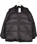 NA-KD Black Drawstring Padded Jacket UK 8