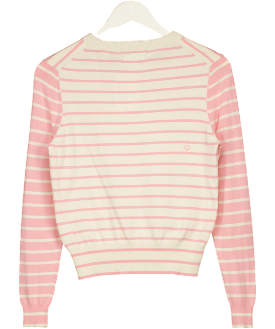 CHINTI & PARKER Pink / Ivory 100% Cotton Breton Striped Jumper UK S