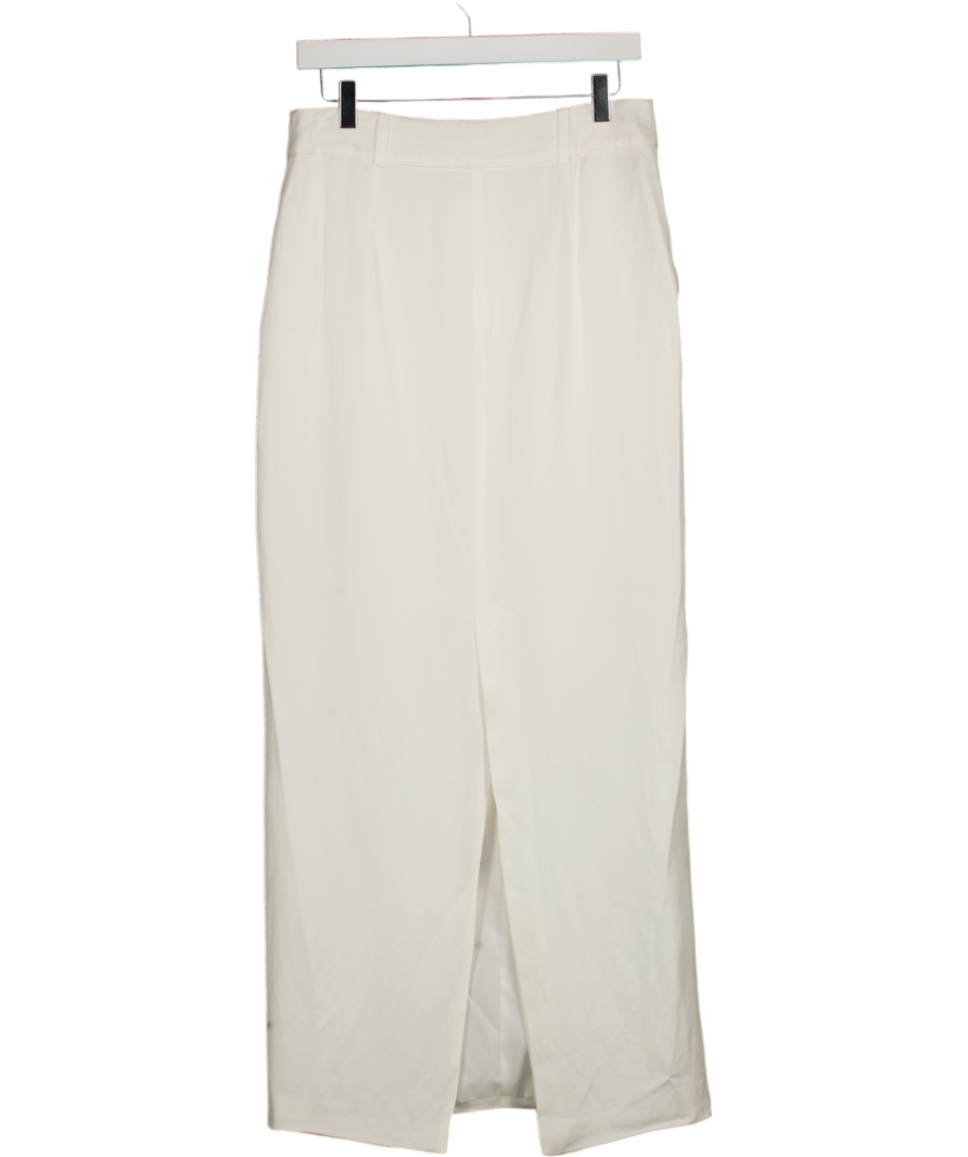 KAREN MILLEN Ivory White Tailored Viscose Linen Pencil Maxi Skirt UK 12