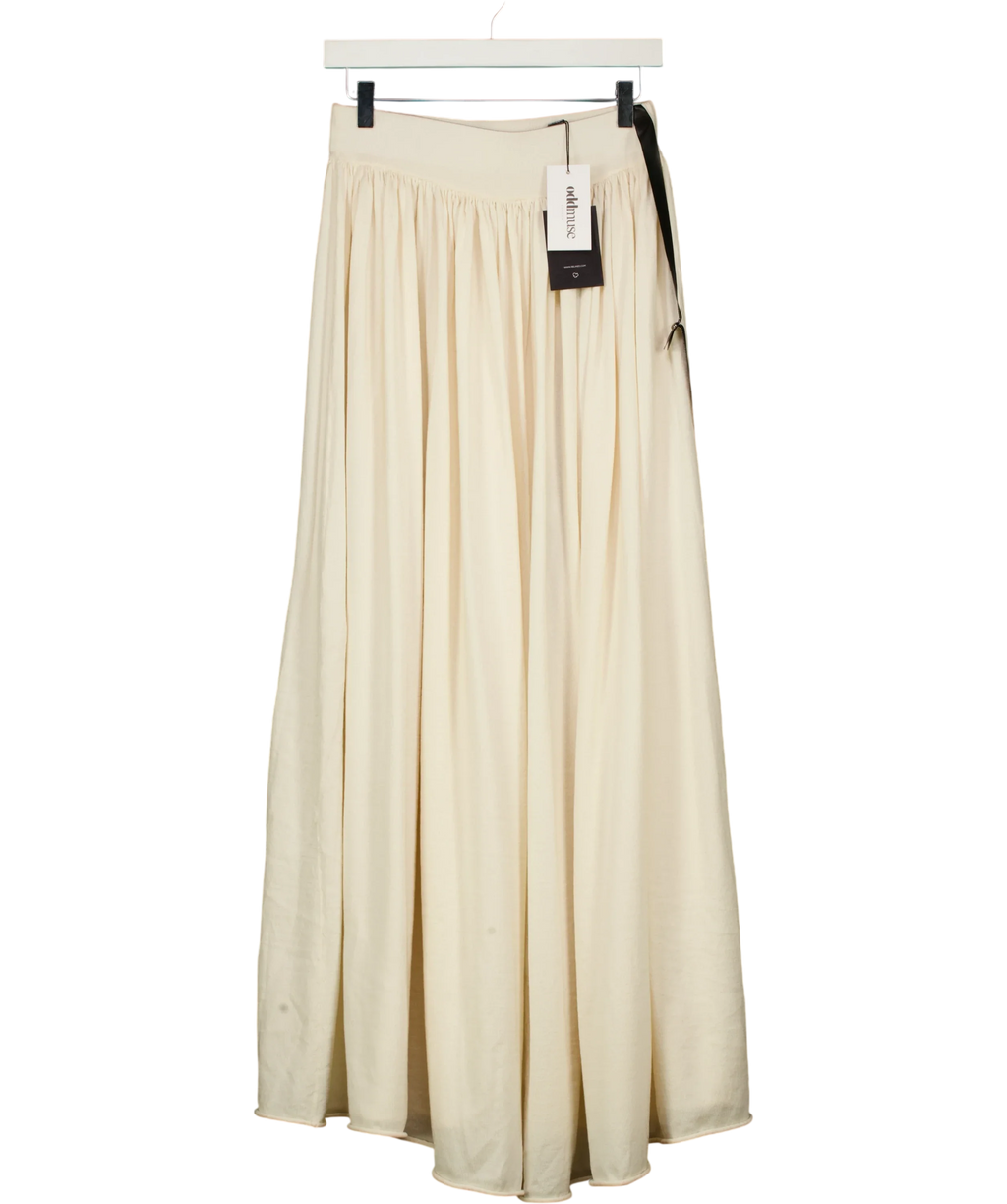 ODD MUSE Cream Sheer Knitted Maxi Skirt, size UK XS — front