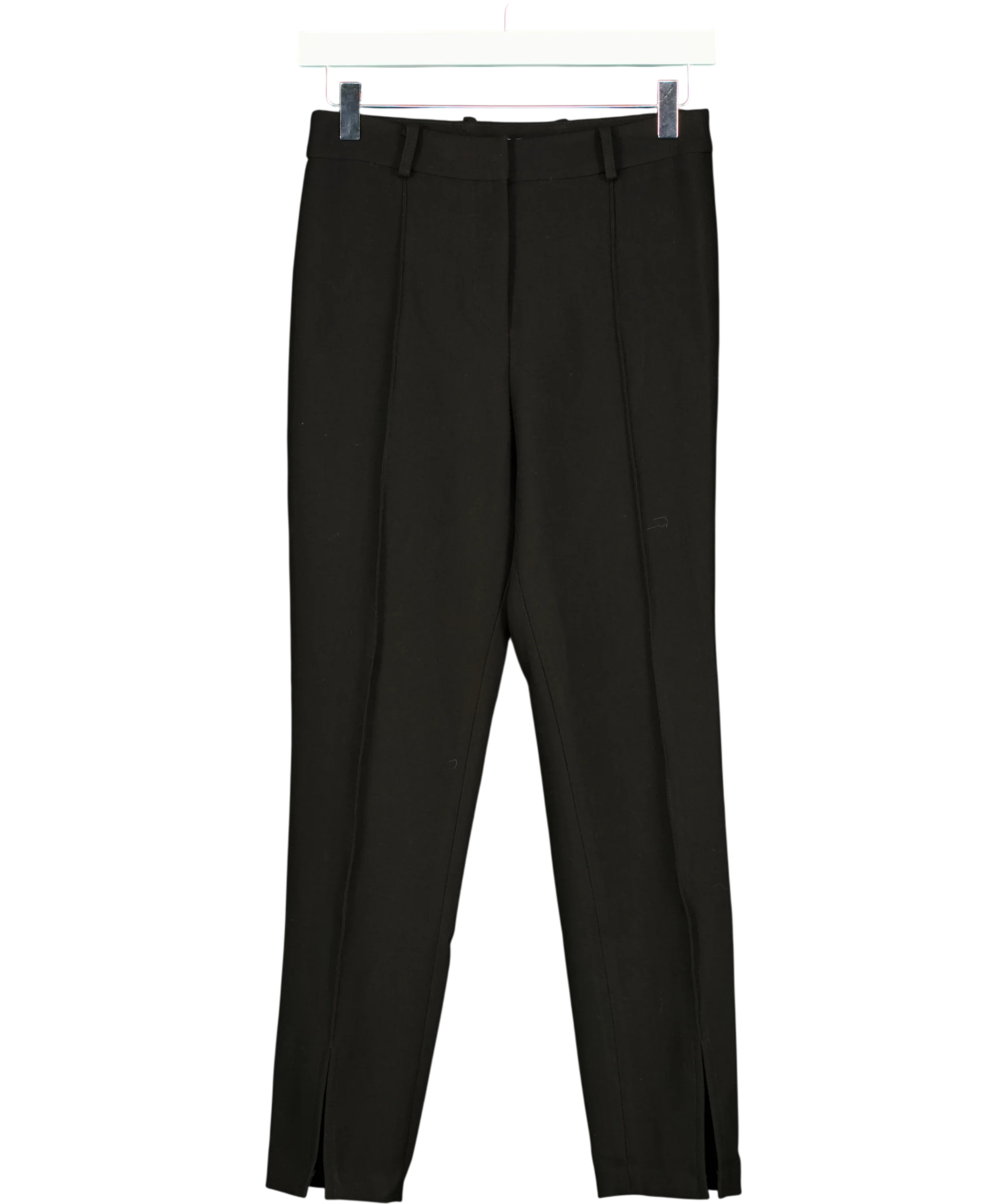 Musier Paris Black Tea Split-Hem Stretch-Woven Trousers, size UK 8 — front