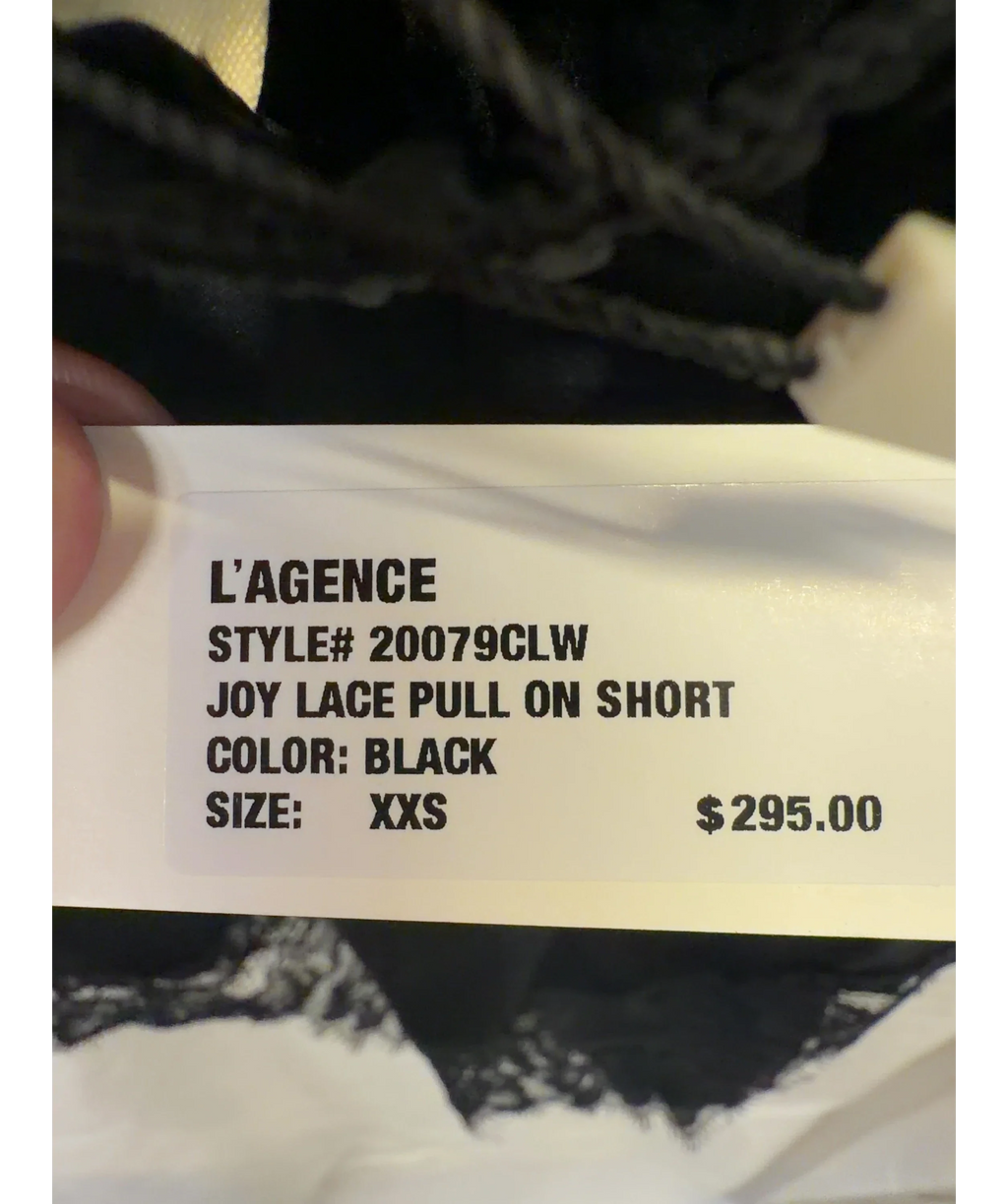L'agence Black Joy Silk Lace Short, size UK XXS — label