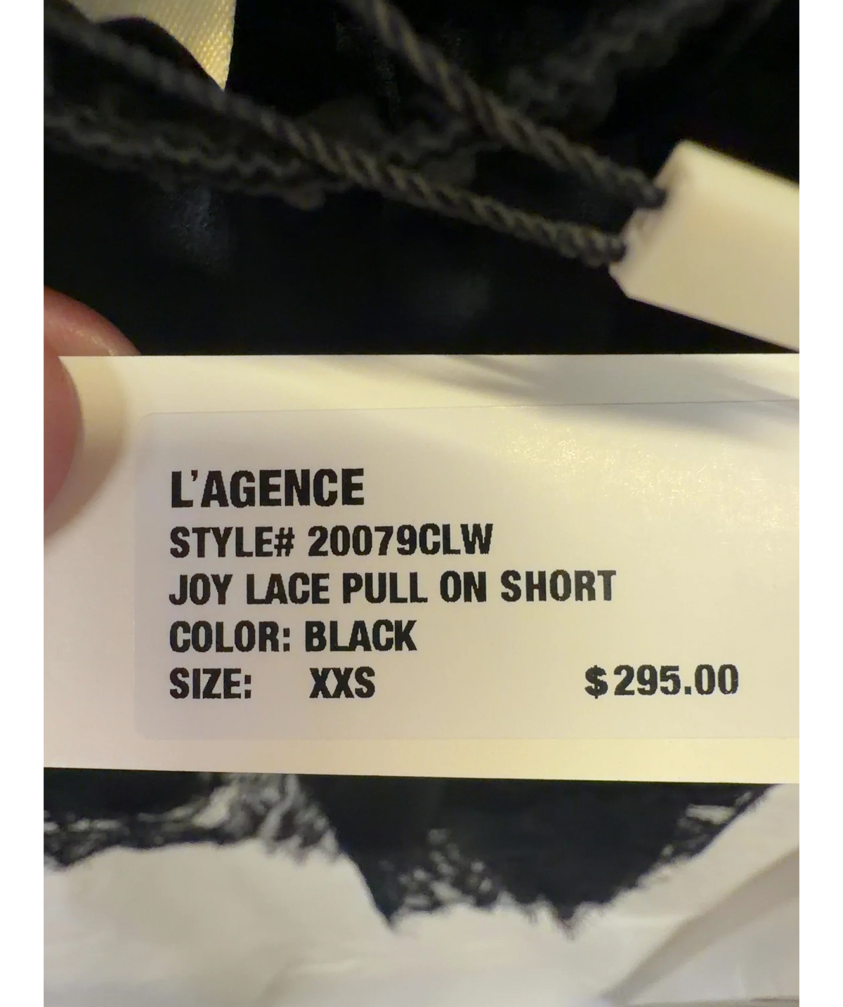 L'agence Black Joy Silk Lace Short, size UK XXS — care label