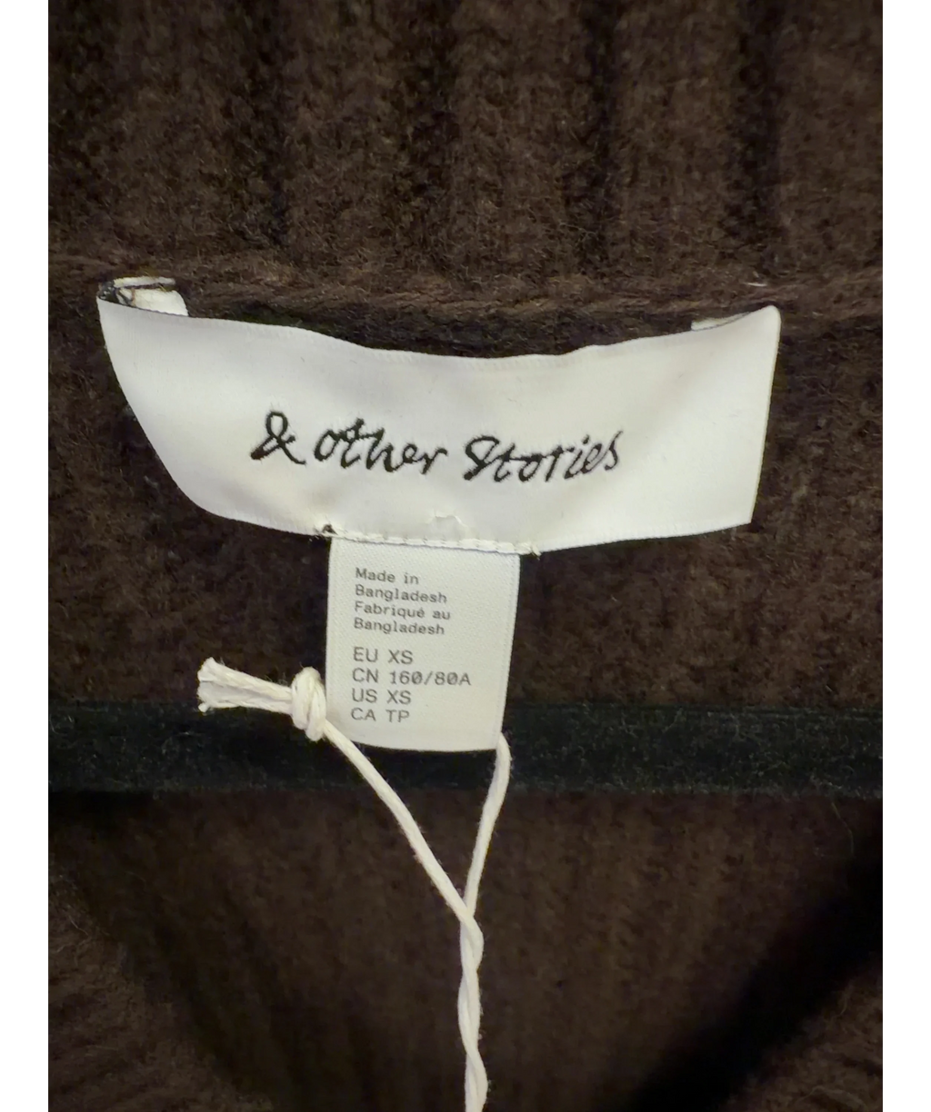 & OTHER STORIES Brown Chunky Rib-Knit Cardigan, size UK XS — care label