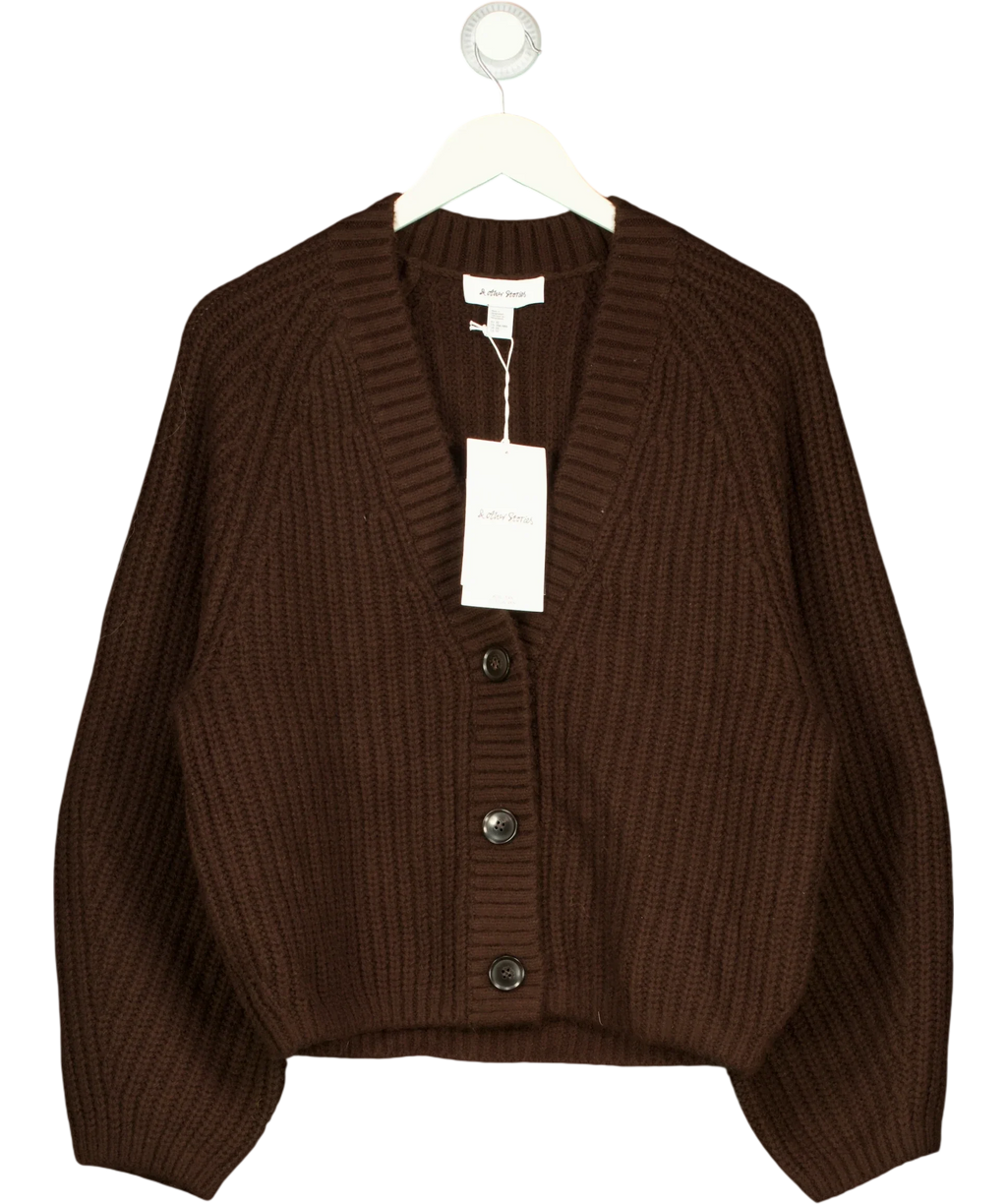 & OTHER STORIES Brown Chunky Rib-Knit Cardigan, size UK XS — front