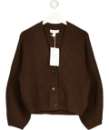 & OTHER STORIES Brown Chunky Rib-Knit Cardigan, size UK XS — front