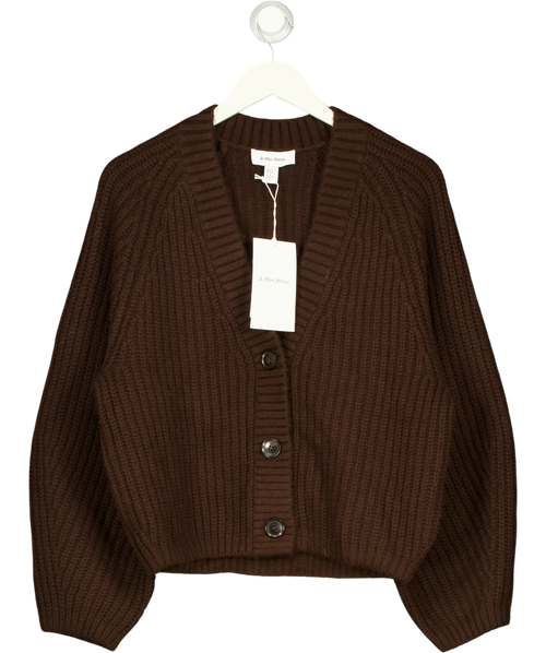 & OTHER STORIES Brown Chunky Rib-Knit Cardigan, size UK XS — front