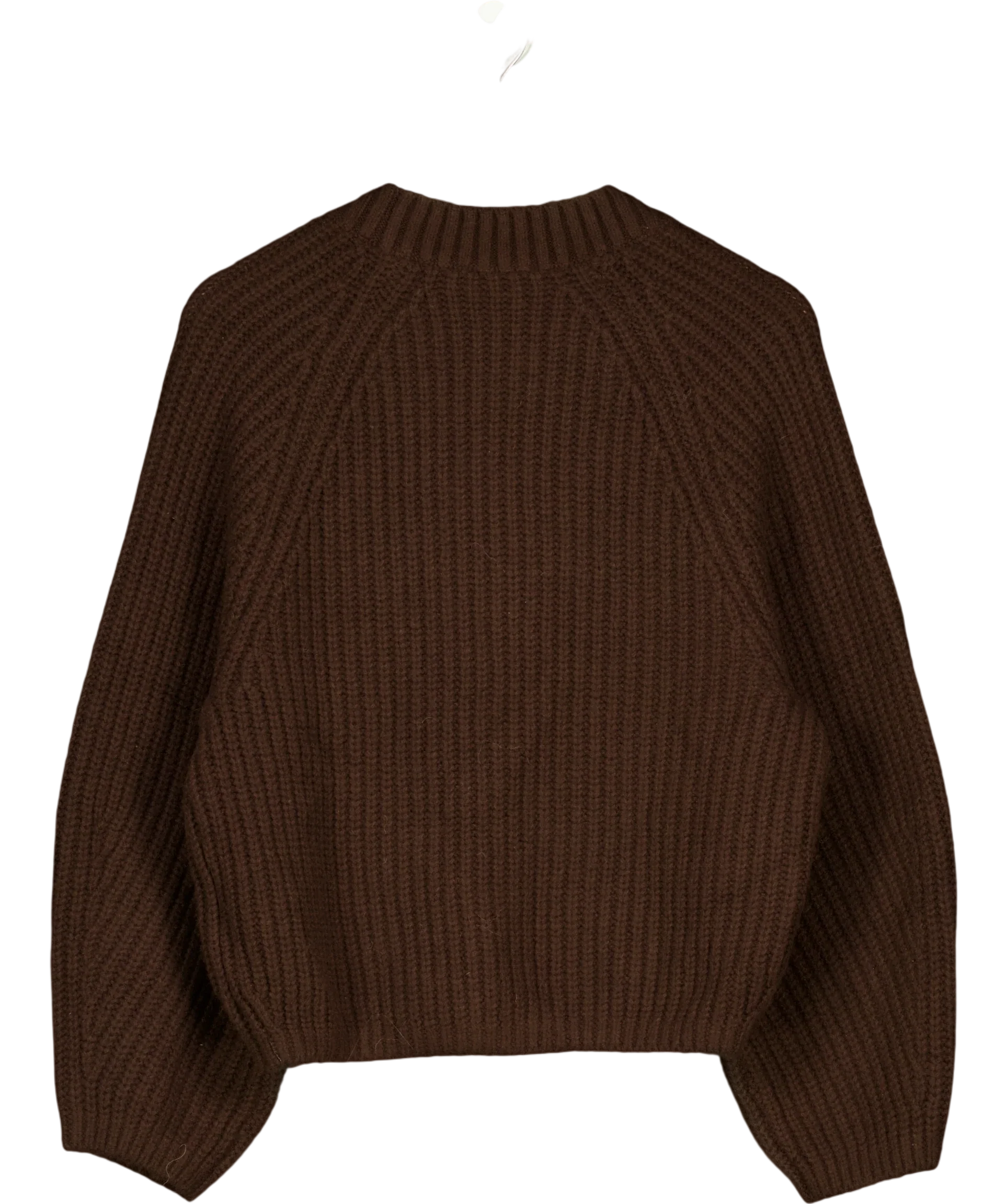 & OTHER STORIES Brown Chunky Rib-Knit Cardigan, size UK XS — back
