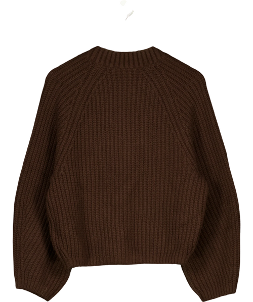 & OTHER STORIES Brown Chunky Rib-Knit Cardigan, size UK XS — back