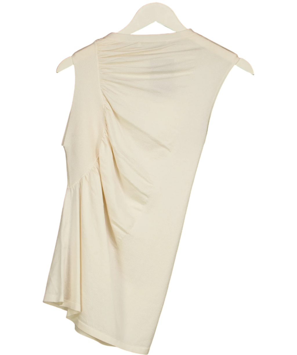 ODD MUSE Cream Sheer Gathered Detail Top, size UK XS — back