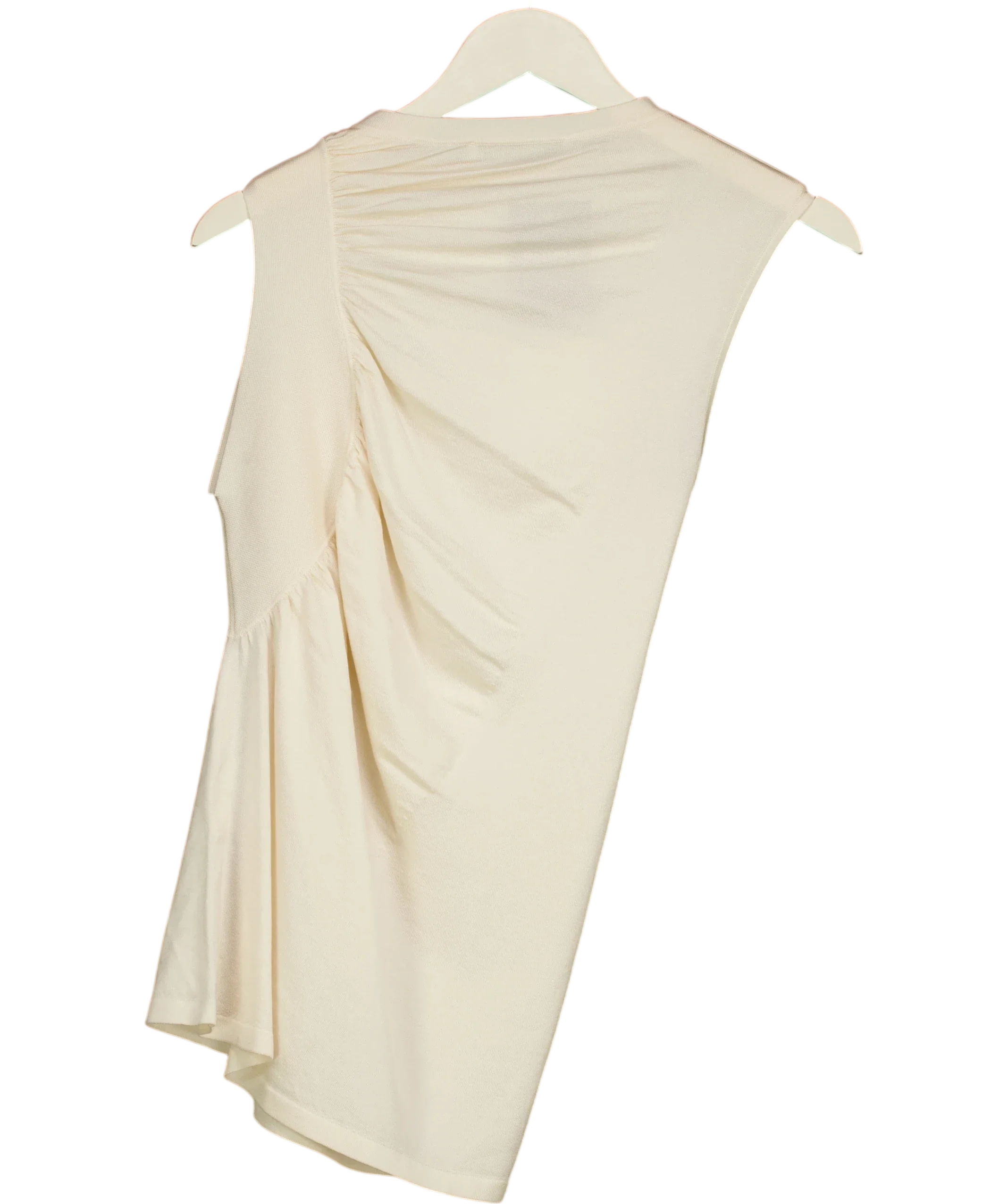 ODD MUSE Cream Sheer Gathered Detail Top, size UK XS — back