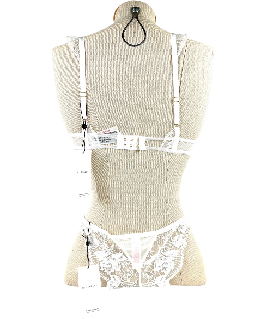 Bluebella White Gabriella Wired Bra and Brief Set, size UK 30D — back