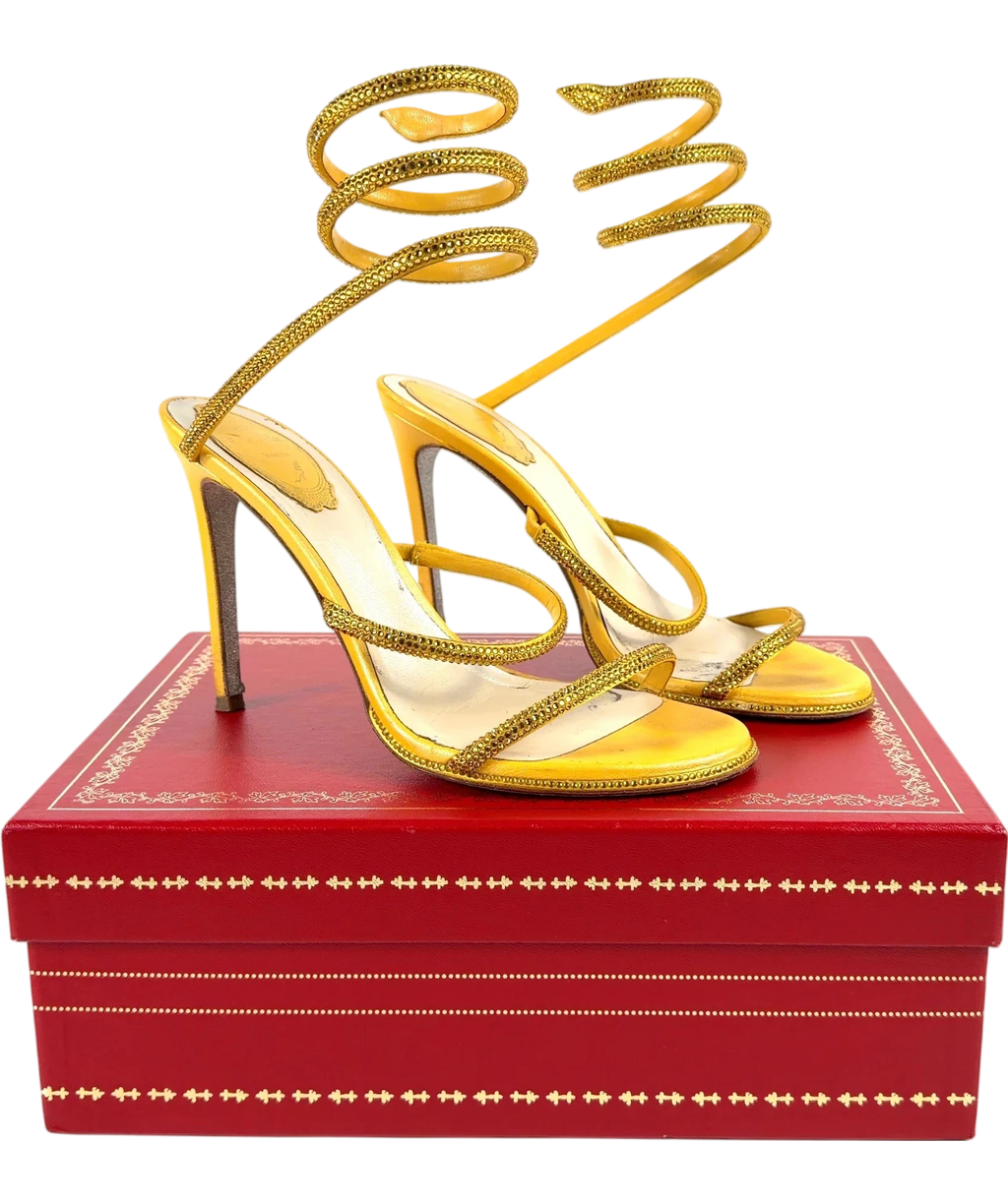 Rene Caovilla Yellow Cleo, size UK 4.5 EU 37.5 👠 — front