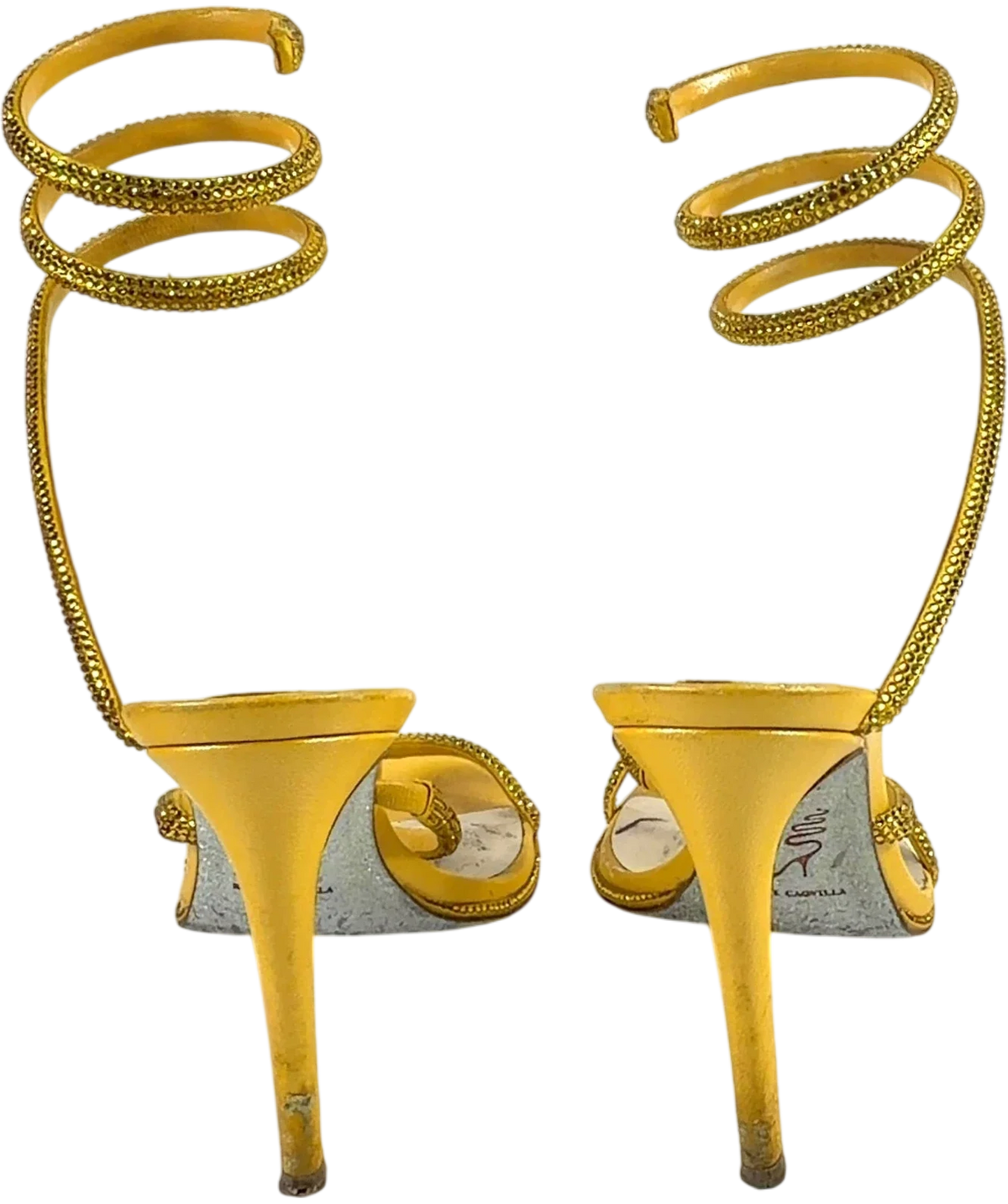 Rene Caovilla Cleo Yellow Crystal Embellished Sandals EU 37.5 UK 4.5 — Back