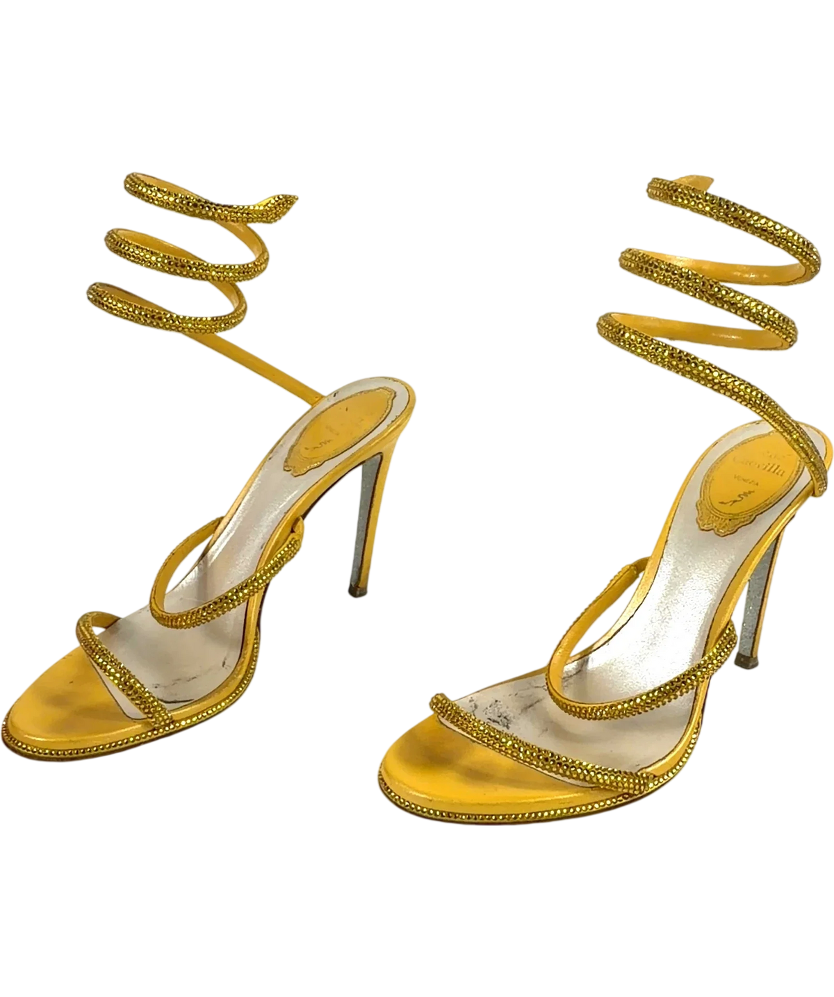Rene Caovilla Yellow Cleo, size UK 4.5 EU 37.5 👠 — label