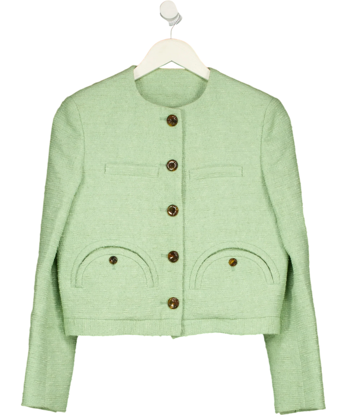 Blazé Milano Green Tweed Bolero Blazer Jacket UK XXS