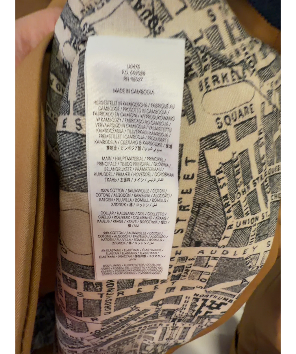 Boden Brown Swing Box Short Trench, size UK 4 — label
