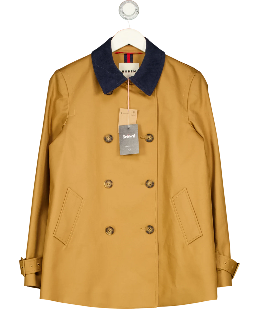 Boden Brown Swing Box Short Trench, size UK 4 — front