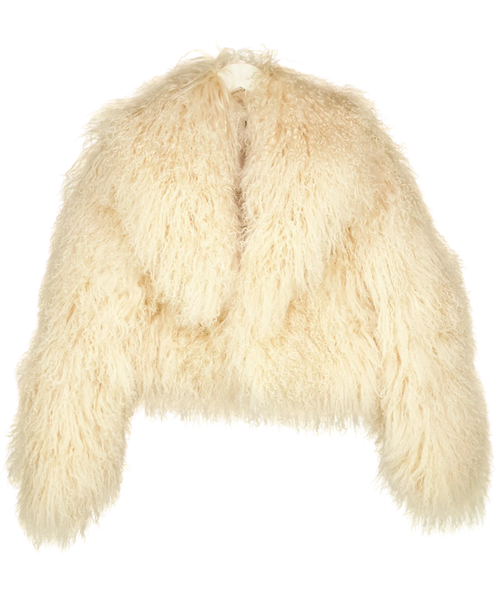 Fox London Cream And Beige Shawl Fur Jacket Uk S