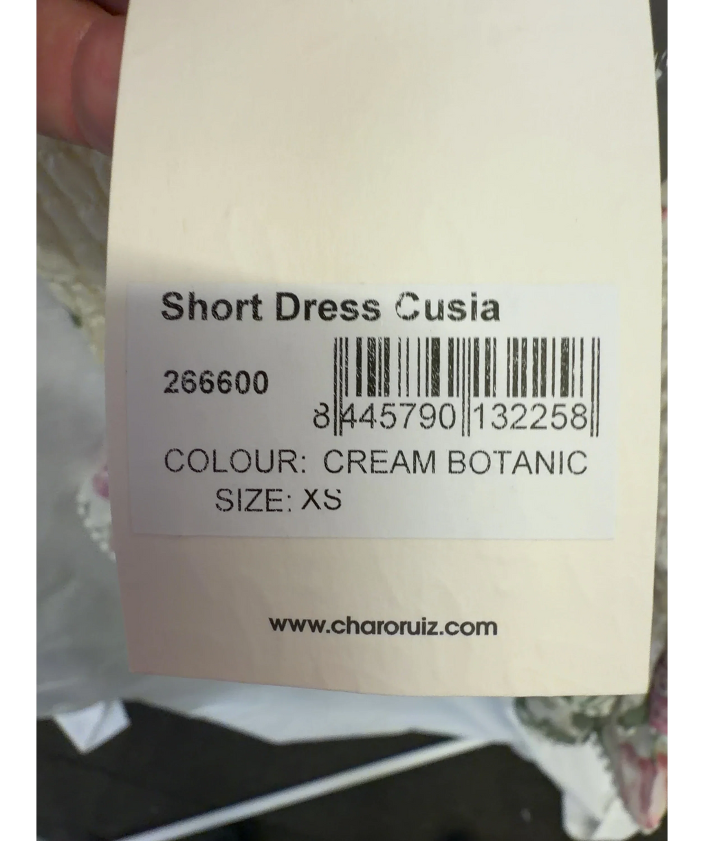 Charo Ruiz Cream Cusia Short Dress, size UK XS — label