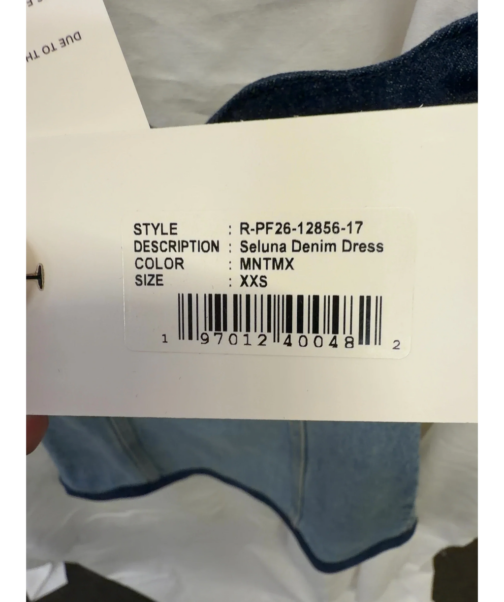 RETROFÊTE Blue Seluna Denim Dress, size UK XXS — label