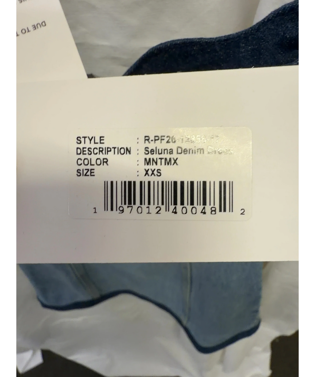 RETROFÊTE Blue Seluna Denim Dress, size UK XXS — care label
