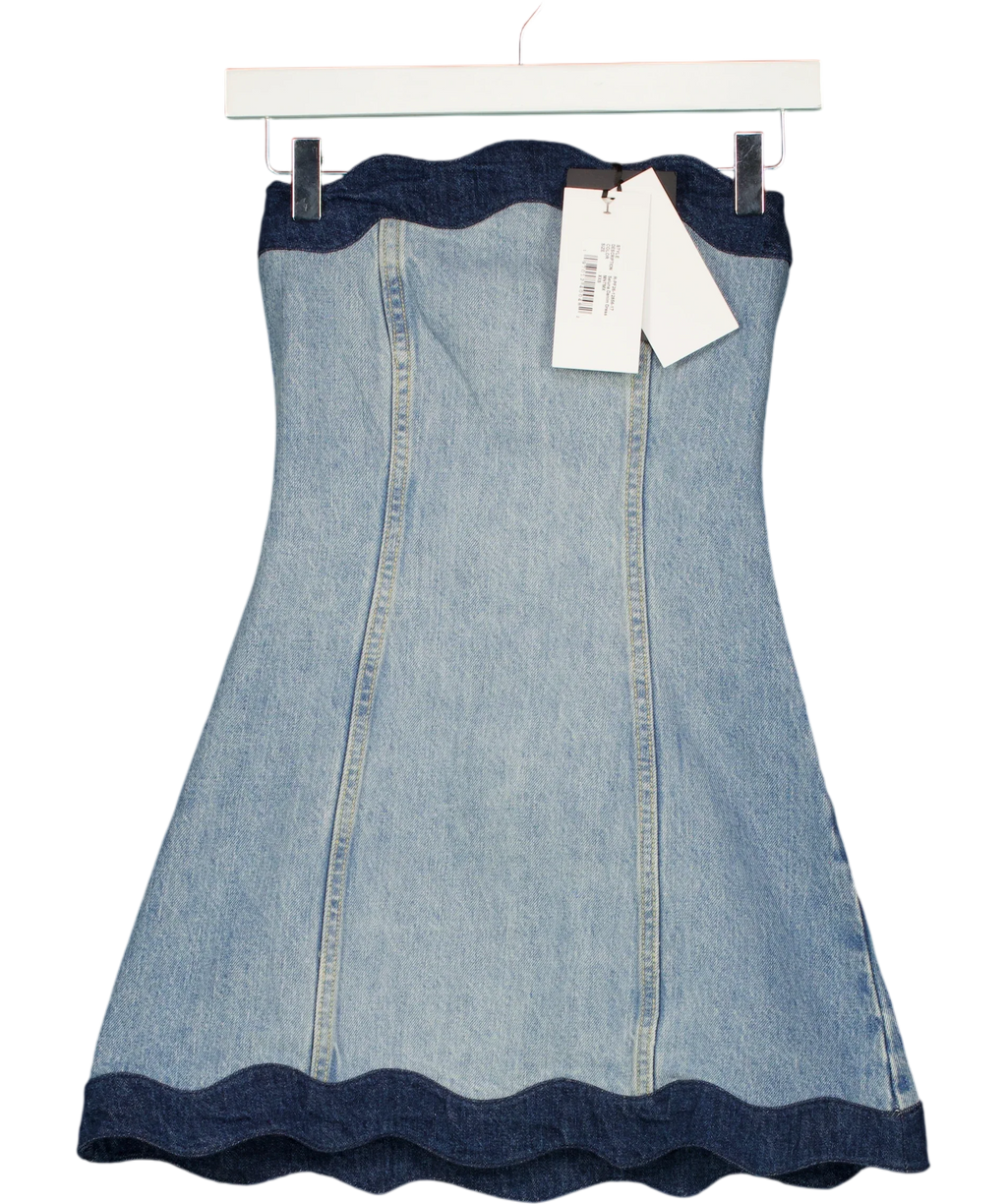 RETROFÊTE Blue Seluna Denim Dress, size UK XXS — front