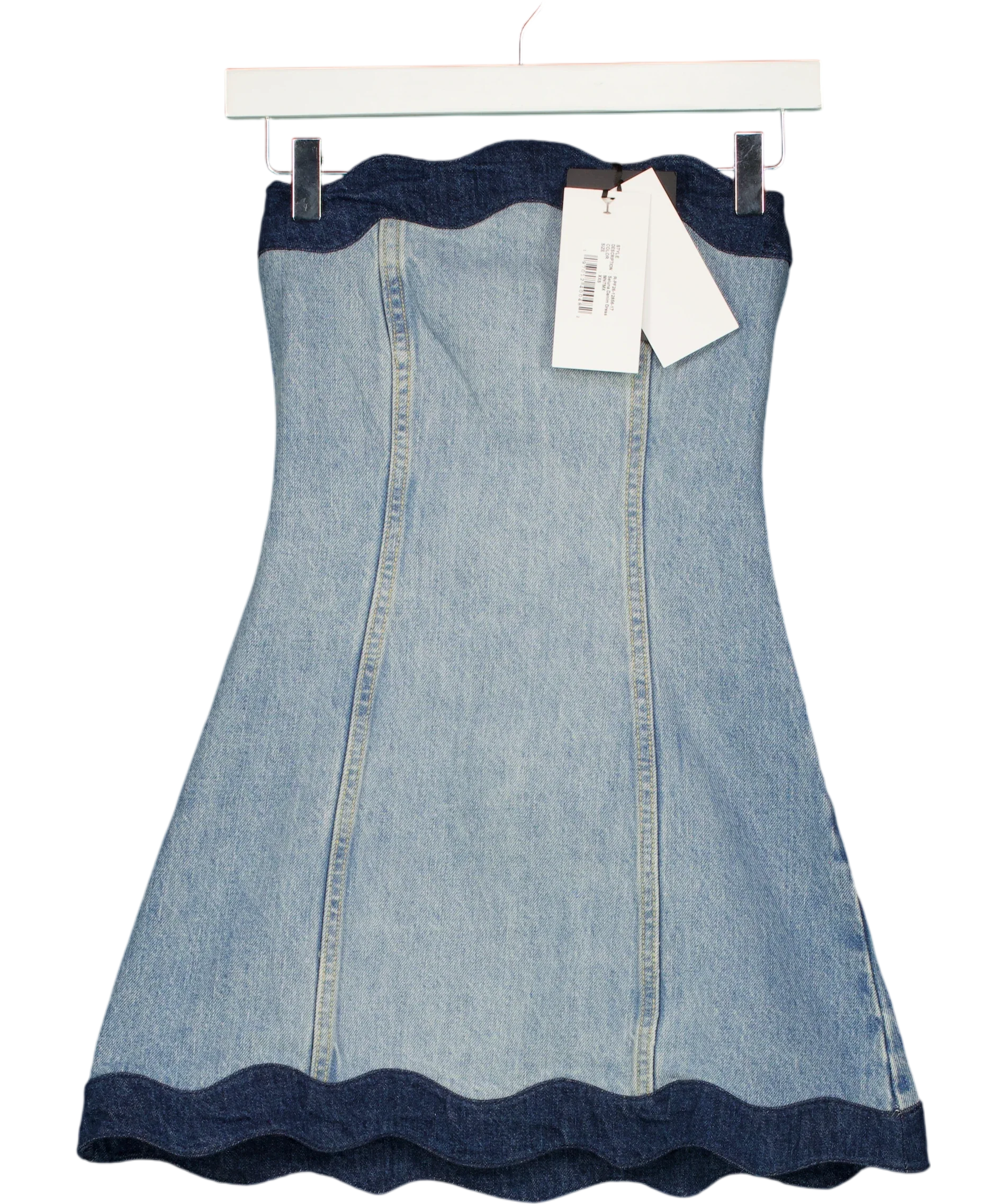 RETROFÊTE Blue Seluna Denim Dress, size UK XXS — front