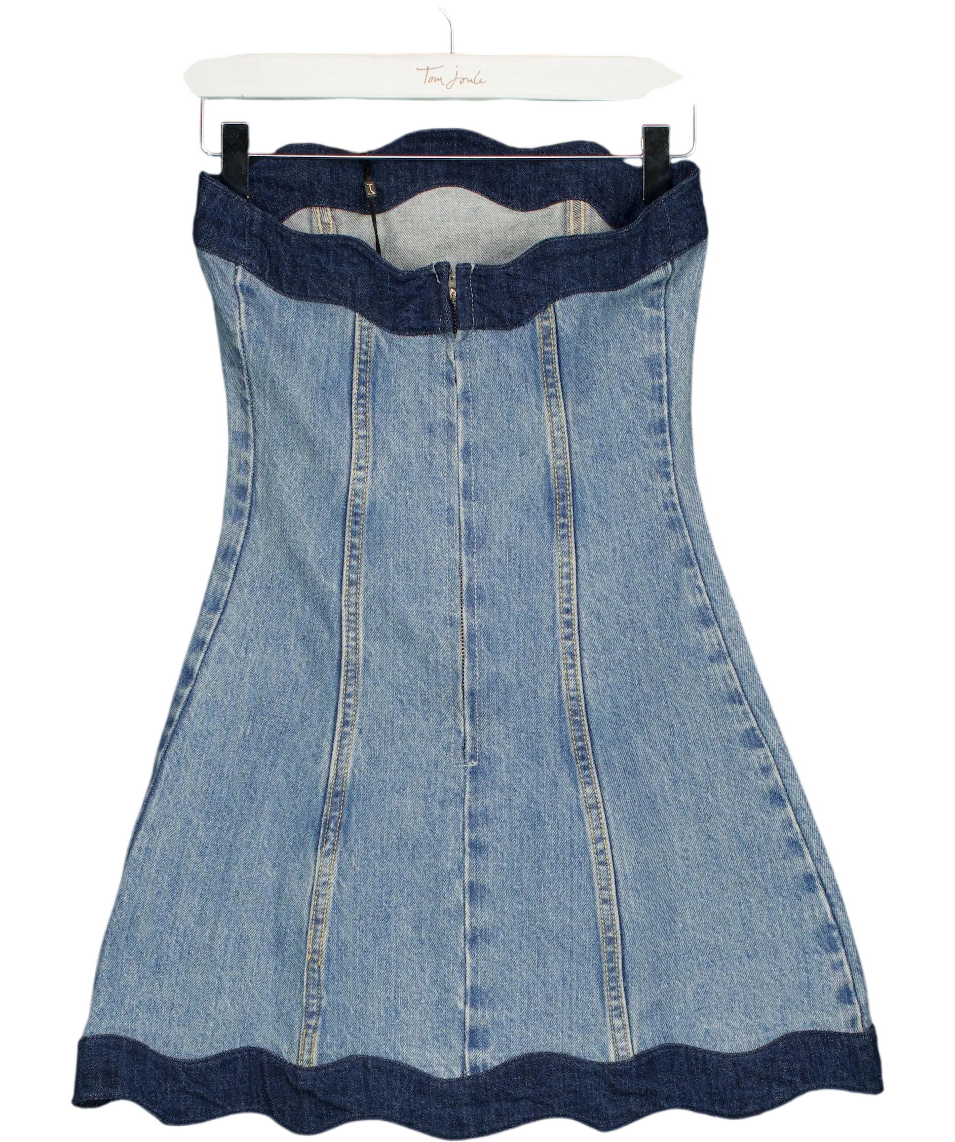 RETROFÊTE Blue Seluna Denim Dress, size UK XXS — back